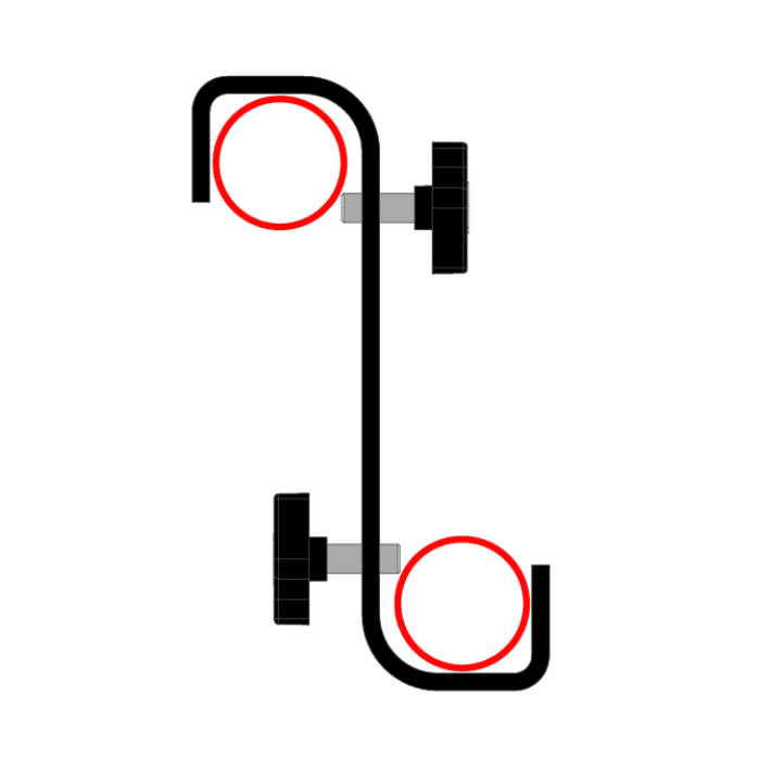 Double crochet vrillé 180° pour tubes de 48-51mm (entraxe 150mm), CMU 40kg