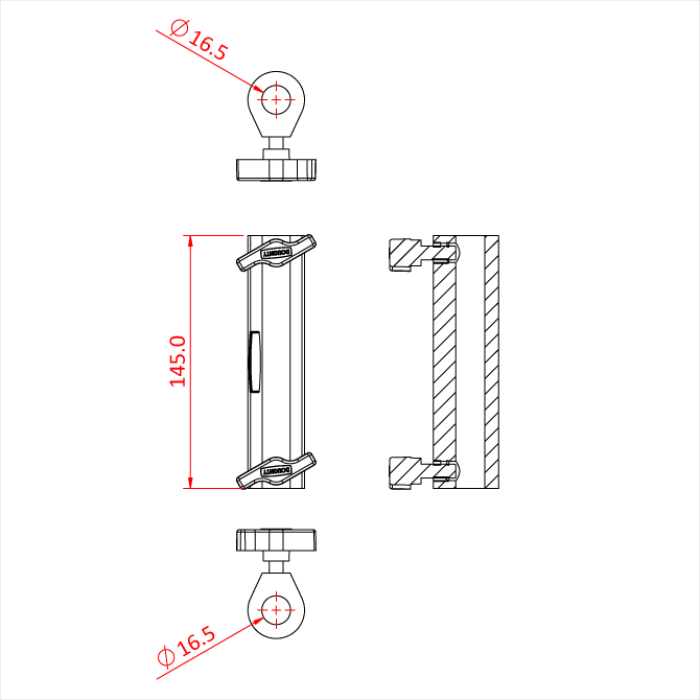 Récepteur pour 2 spigots 16mm