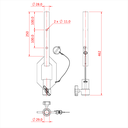 Bras tombant ajustable en tube de 28mm avec récepteur pour spigot 28mm, 25cm, noir