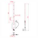 Bras tombant ajustable en tube de 28mm avec récepteur pour spigot 28mm, 50cm, noir