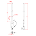 Bras tombant ajustable en tube de 28mm avec récepteur pour spigot 28mm, 75cm, noir