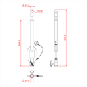 Bras "tombant" avec récepteur 29mm et spigot 28mm, 50cm, CMU 100kg