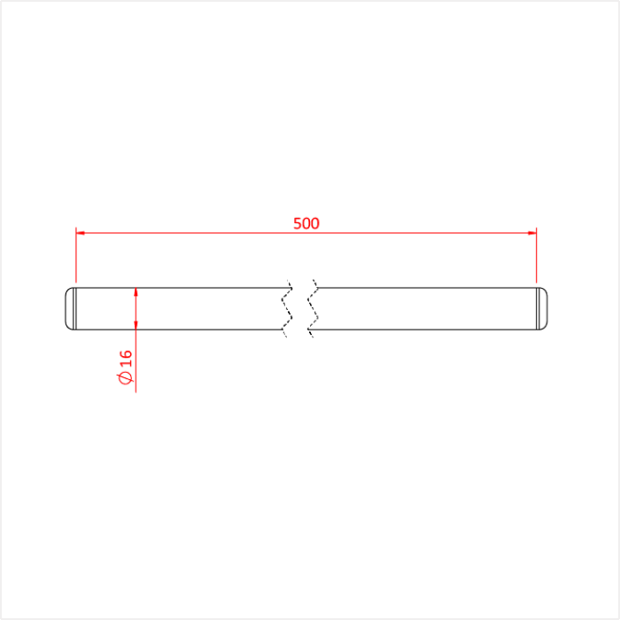 Bras d'extension, 50cm x 16mm de diamètre, acier inoxydable