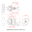 Tête de pression 65mm avec spigot de 16mm, noir