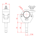 Collier BABY GRID pour tube de 48-51mm avec spigot 16mm, CMU 50kg