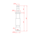 Spigot 28mm sur spigot 16mm court, aluminium