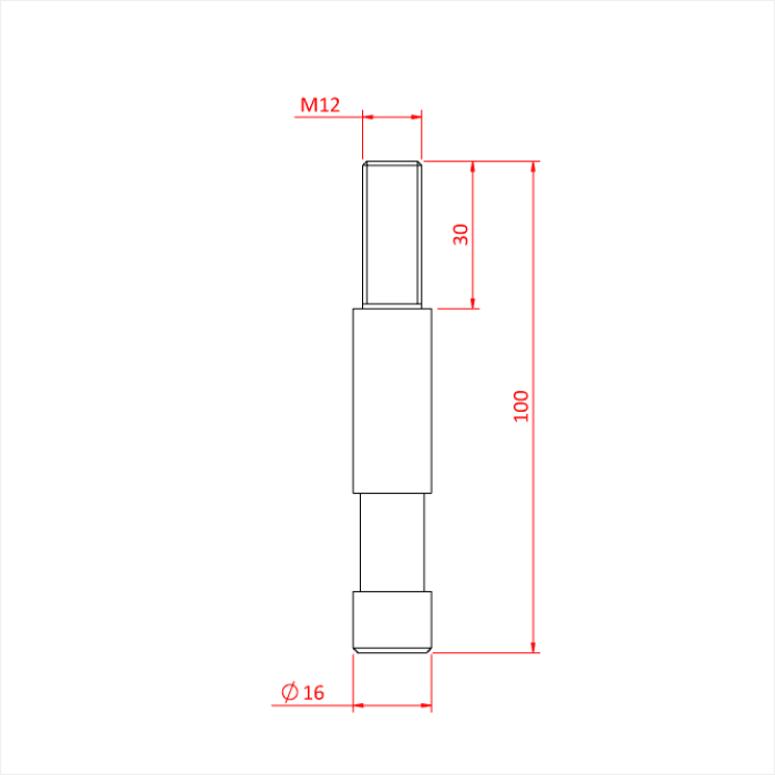Spigot enclenchement 16mm avec vis 3/8", acier