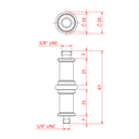 Spigot enclenchement 16mm sur spigot UNC 1/4 