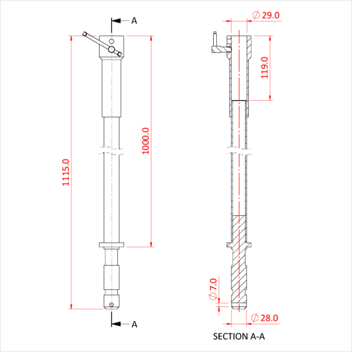 Rallonge HI-LIFT de 100mm pour spigot 28mm 