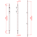 Barre 2 sections avec spigot 16 et 28mm, 1'020-2'260mm, gamme Shadow, noir 