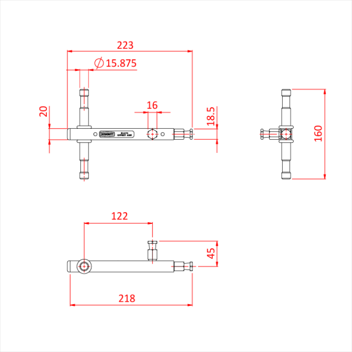 Bras décalé à plusieurs spigots enclenchement 16mm 