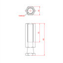 Spigot enclenchement 16mm avec pas de vis M12 Xx35mm