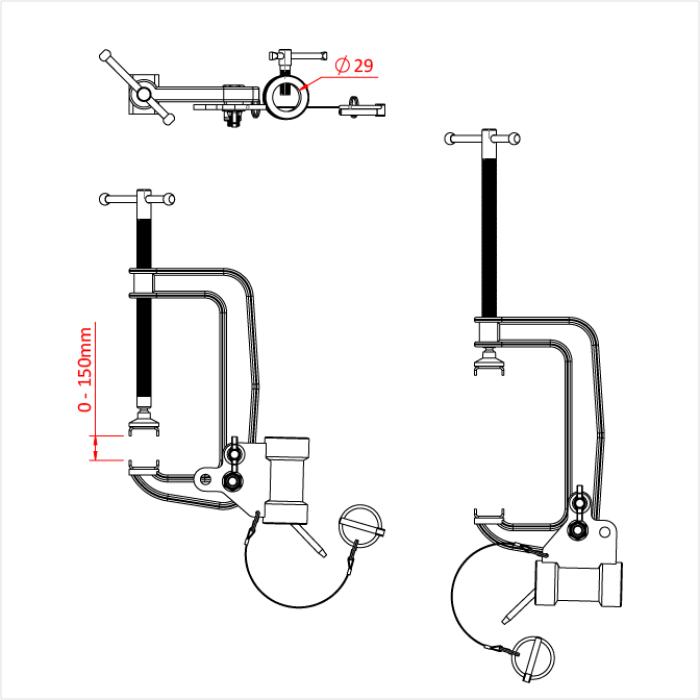 Pince python 150mm avec récepteur 29mm à deux positions