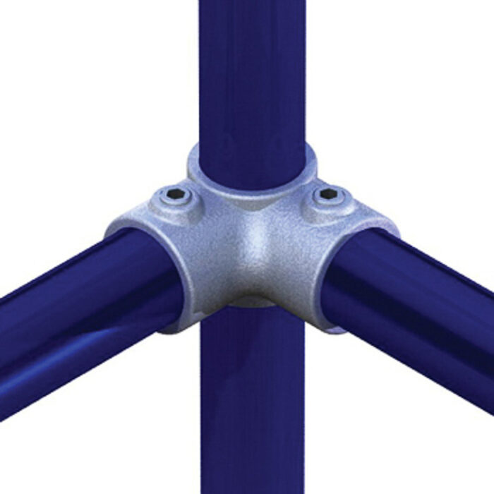 Coude 90° galvanisé avec tube passant haut-bas pour tubes de 48mm