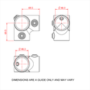 Coude 90° galvanisé avec tube passant haut-bas pour tubes de 48mm