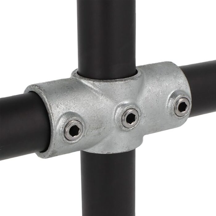 Croix de serrage 4-voies galvanisé pour tubes de 48mm, noir