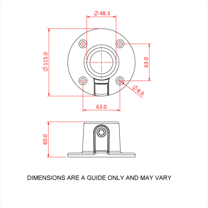 Bague de serrage de base galvanisé pour tube de 48mm