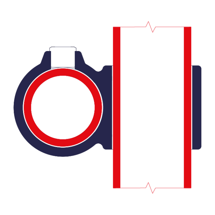 Double bague de serrage à 90° galvanisé  pour tubes de 48mm