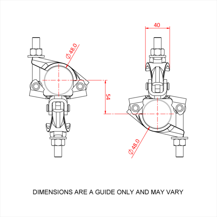 Double collier échafaudage galvanisé pour tube de 48mm