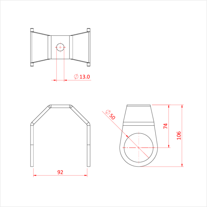 Cintre universel pour tube de 48mm, noir