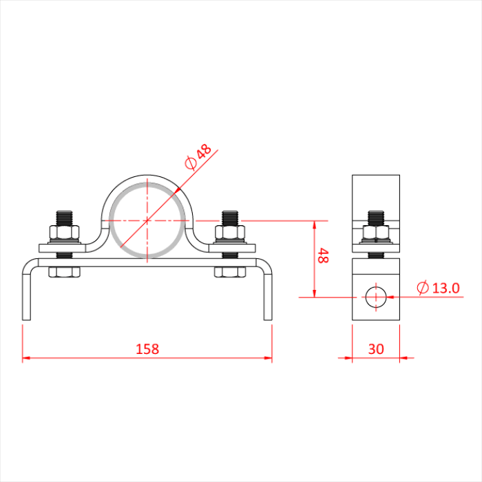 Cintre à goujon pour tube de 48mm, CMU 100kg