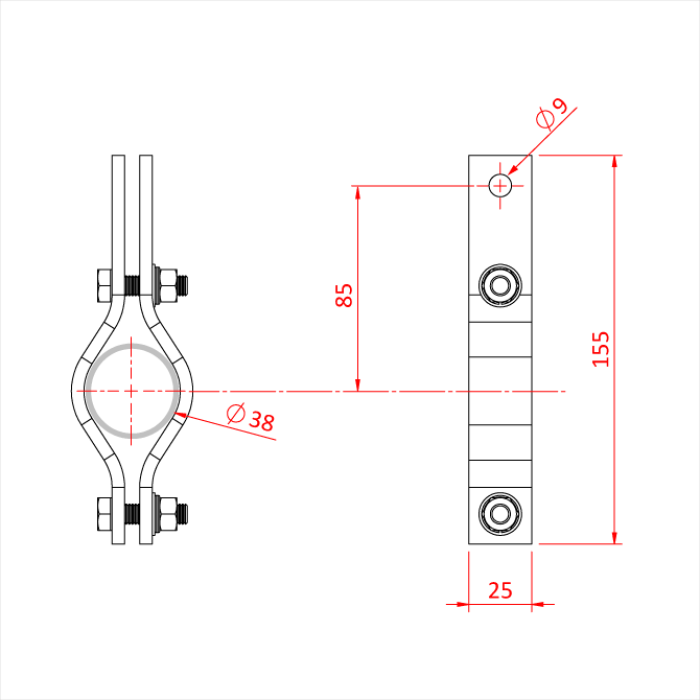 Pince de suspension 38mm