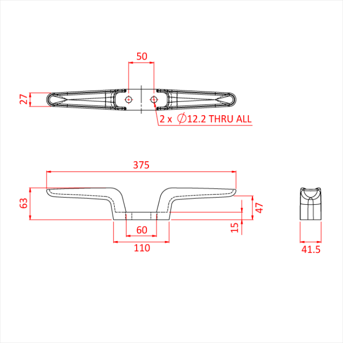 Taquet pour rail avion 375mm