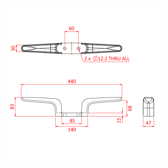 Taquet pour rail avion 450mm