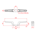 Taquet pour rail avion 450mm