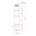 Spigot 28mm avec pas de vis M12, aluminium, long, spéc. EURO