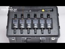 MULTIVERSE STUDIO ADD ON KIT 2.4GHz; valise avec chargeur intégré avec 6 récepteurs sur batterie MULTIVERSE-ST-RX avec alimentations individuelles et cordons USB-A vers USB-C.