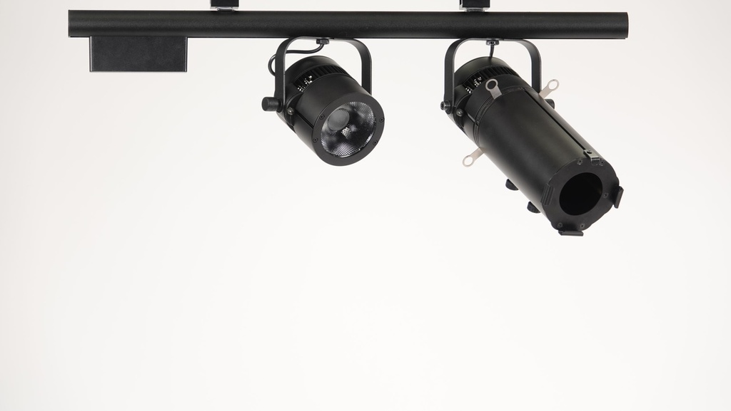 Pinspot 30W, on track 48V, choice of LED: 2700K/3000K/4000K, choice of optics:  10°/15°/26°/36°/60°, DALI, with built-in livetrack adaptor (mod. MULTISYSTEM EVO)