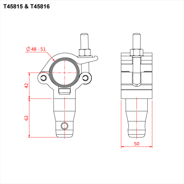 LIGHTWEIGHT CLAMP WITH HALF CONNECTOR (Black)