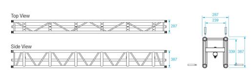 RECTANGLE 40 LENGTH 250 CM, RAISED MIDDLE BEAM RAL9005
