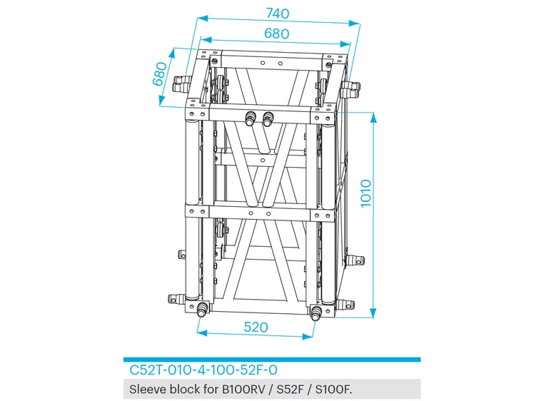 [C52T-010-4-100/52F-0] C TOWER SLEEVEBL 4-WAY 100/52