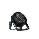 B PAR180RGBW V2, IP65 avec 12 LED RVBB de 15 W, 25°, DMX, lyre double avec plaque oméga 1/4 de tour et TOPHAT, extracteur d'humidité