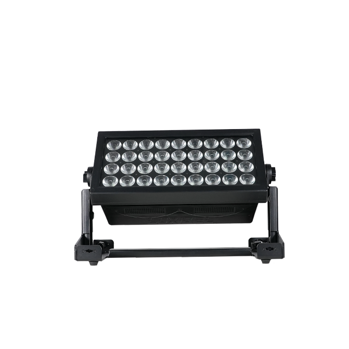 B P9; projecteur de surface à 36 LED RVBB de 15W, angle de projection de 25°, IP 65, filtre frost, pilotage par segments, DMX