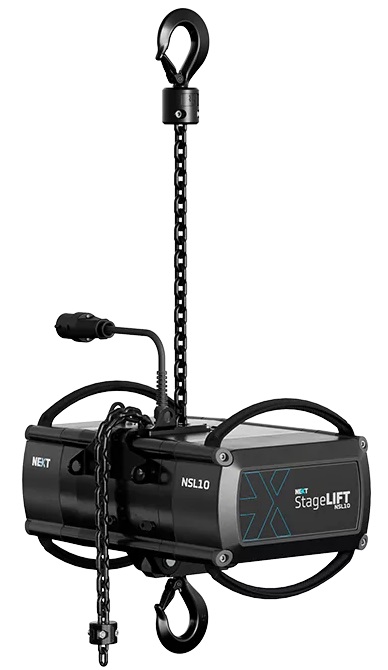 Stagelift 10; palan D8+ 1'000Kg DC, 24 m de chaine, crochet de suspension et crochet d'accroche