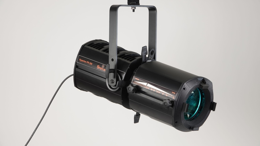 Profile LED projecteur Hyperion 200W, RVBACL, blanc 1'500-20'000°K, zoom 25-50°, DMX + manuel