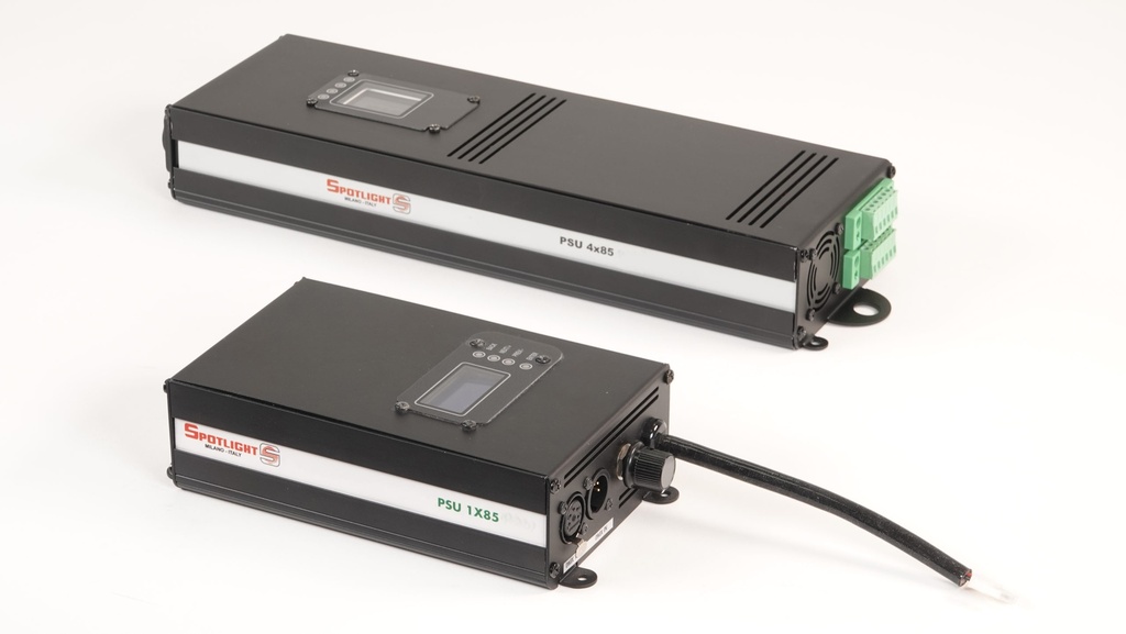 [PSU 8x85 HRD SCR] Stromversorgung für 2-8 Geräte, hochauflösender Dimmer Modul, Schraubklemmen, vorbereitet für Kabellos