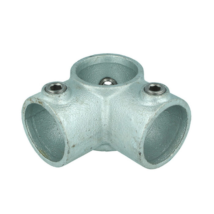 Coude 90° galvanisé avec tube passant haut-bas pour tubes de 48mm