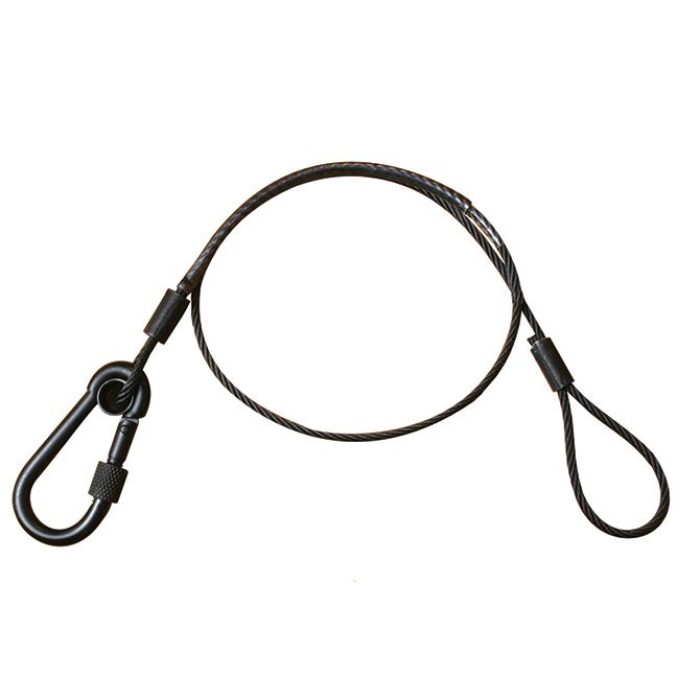 Elingue de sécurité  60cm, 3mm, mousqueton à vis M6x60, CMU 25kg