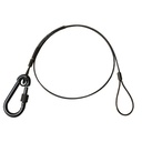 Elingue de sécurité  60cm, 2mm, mousqueton à vis, CMU 20kg , noir