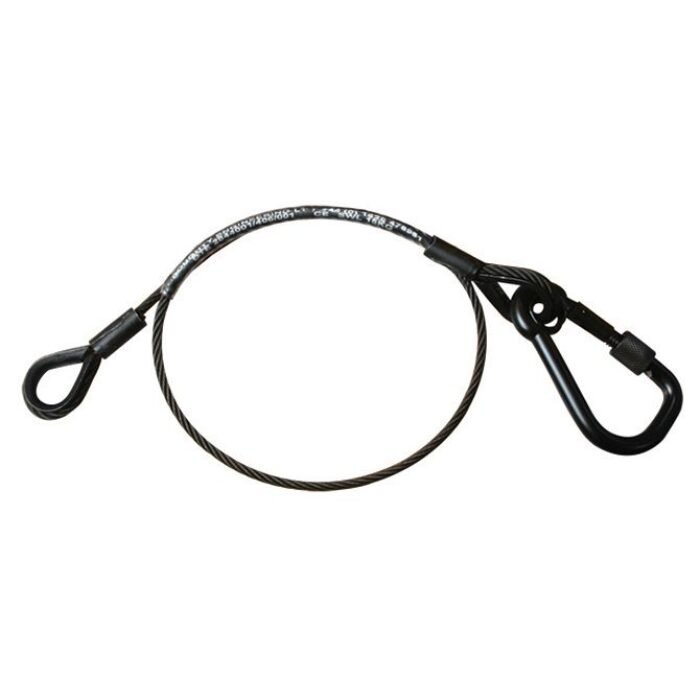Safety-Seil 100cm, 4mm, WLL 36kg (Kausche zu M8 Karabiner), Schwarz
