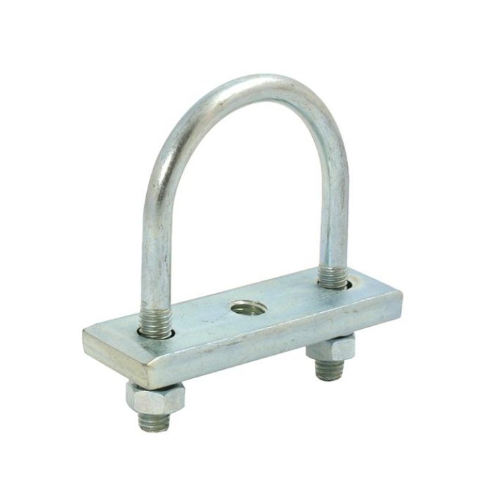 Boulon en U 32mm avec plaque galvanisée à pas de vis M10