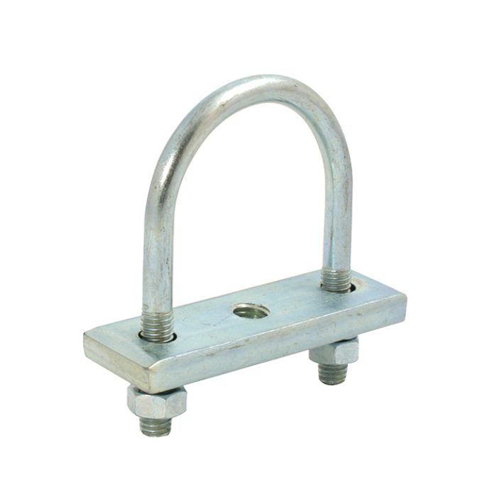 Boulon en U 48mm avec plaque galvanisée à pas de vis M10