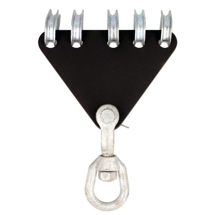 Emerillon sur système à 5 voies pour câble de 6-7mm, CMU 500kg, noir