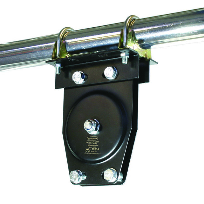 Equerre 150mm (B) avec boulon "U" pour poulie sur tube de 48-51mm, CMU 150kg (la paire)