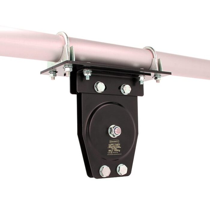 Equerres avec 2 boulons en "U" pour la fixation de poulie sur un tube de 48-51mm, CMU 150kg, noir