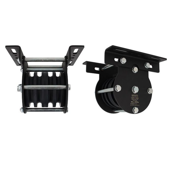 Poulie charge lourde 100mm (quadruple rainure) (pour corde)